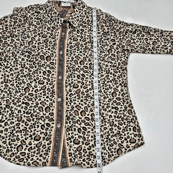 Gretchen Scott Leopard Print Button Up Blouse Womens Size Small 3/4 Sleeve Top - Picture 5 of 7